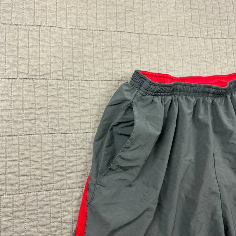 Nike Dri-FIT Mens Large Running Shorts Grey Red Brief Lined 6
